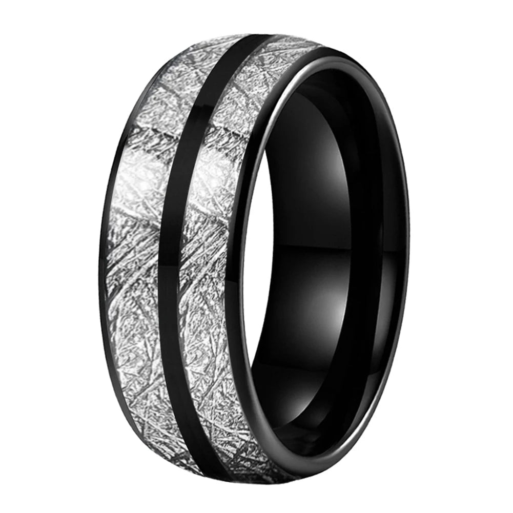 Domed Polished Tungsten Meteorite Ring - Comfort Fit
