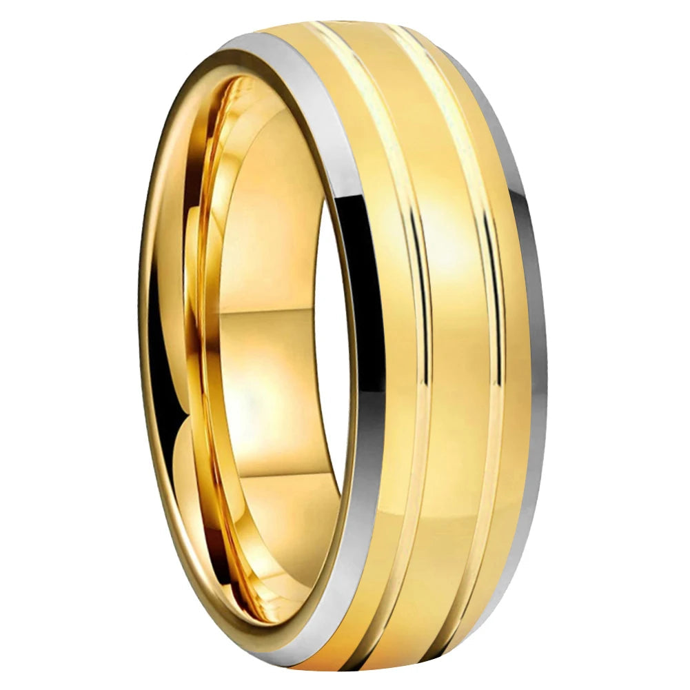 Double Groove Tungsten Wedding Band