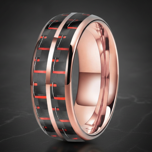 Double_Groove_Black_Red_Carbon_Fiber_Inlay_Tungsten_Ring