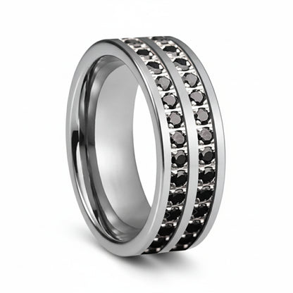Double Groove CZ Tungsten Promise Band
