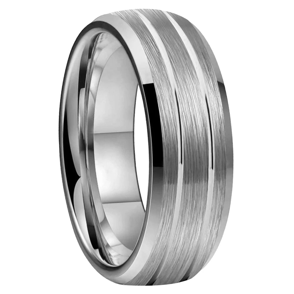 Double Groove Tungsten Wedding Band