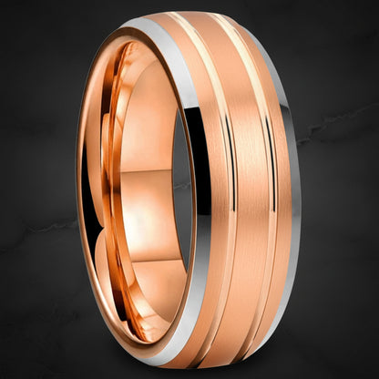 Double Groove Tungsten Wedding Band