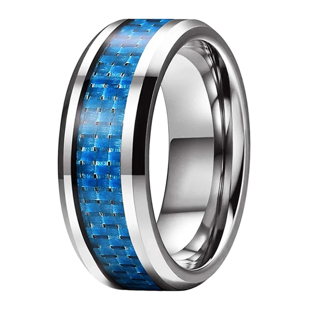 Dual-Color Carbon Fiber Tungsten Wedding Band