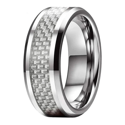 Dual-Color Carbon Fiber Tungsten Wedding Band