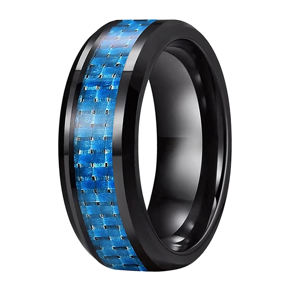 Dual-Color Carbon Fiber Tungsten Wedding Band