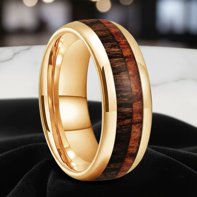 Dual Wood Inlay Tungsten Wedding Band