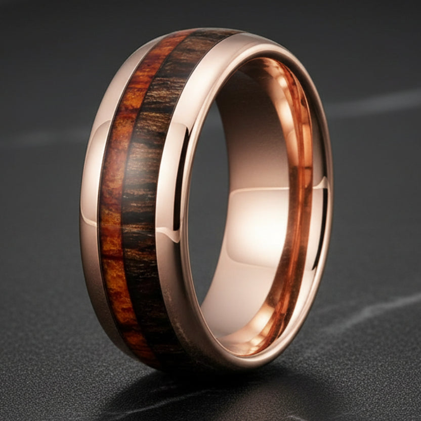 Dual Wood Inlay Tungsten Wedding Band