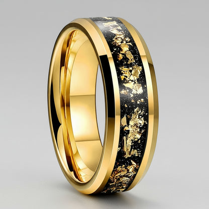 Elegant Gold Foil Tungsten Wedding Ring