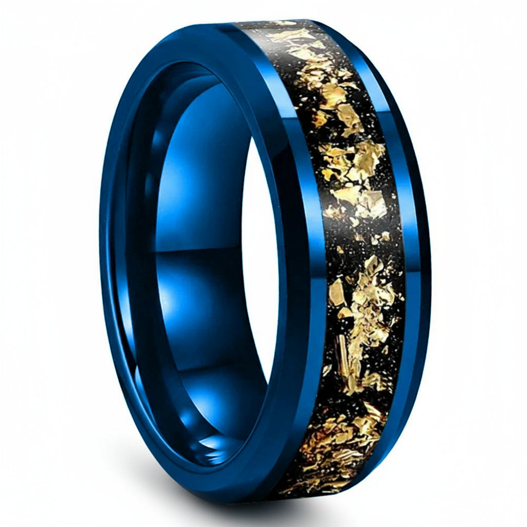 Elegant Gold Foil Tungsten Wedding Ring