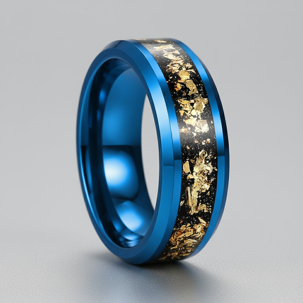 Elegant Gold Foil Tungsten Wedding Ring