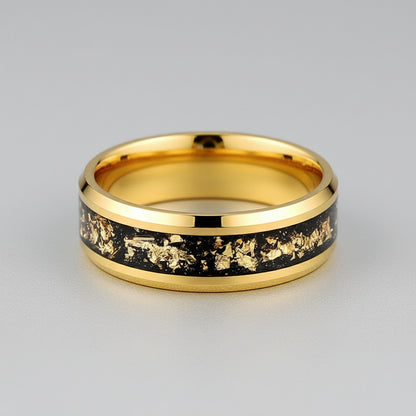 Elegant Gold Foil Tungsten Wedding Ring