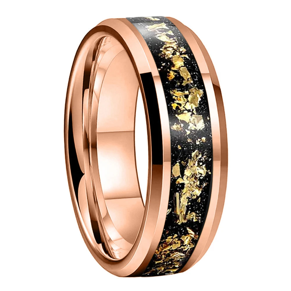Elegant Gold Foil Tungsten Wedding Ring