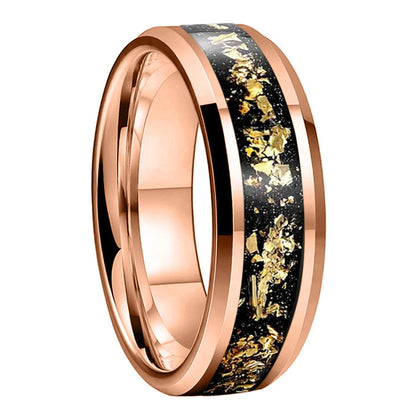 Elegant Gold Foil Tungsten Wedding Ring
