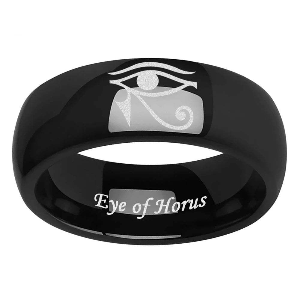 Eye of Horus Engraved Tungsten Wedding Band