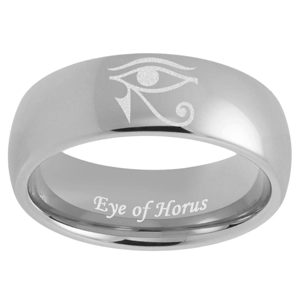 Eye of Horus Engraved Tungsten Wedding Band