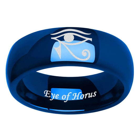 Eye of Horus Engraved Tungsten Wedding Band