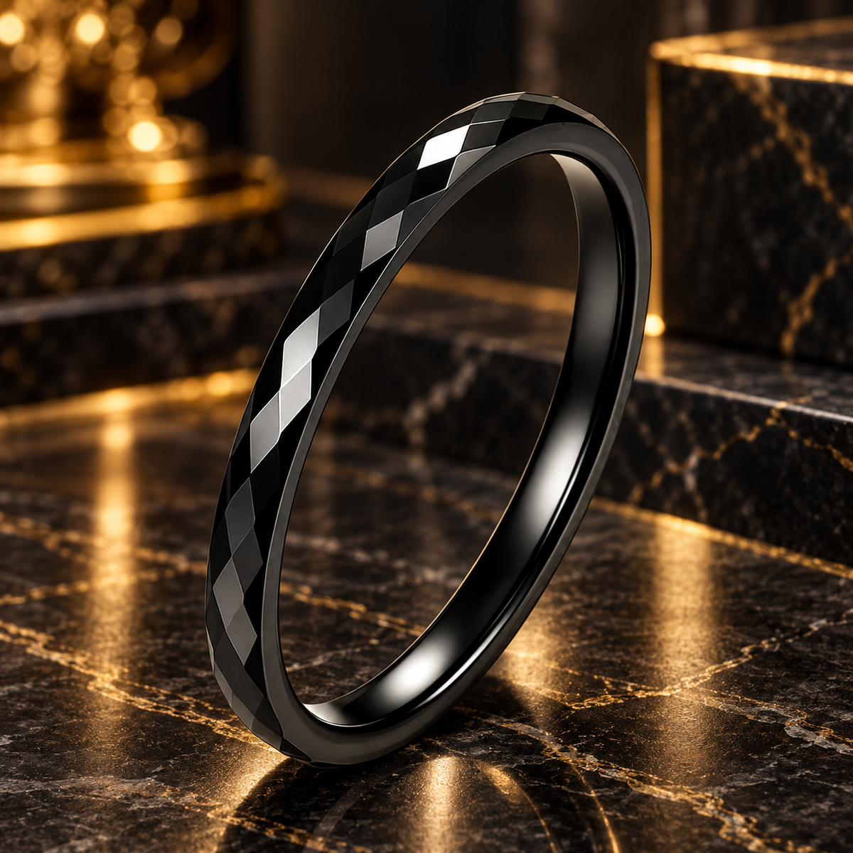 2mm Faceted Tungsten Stacking Ring