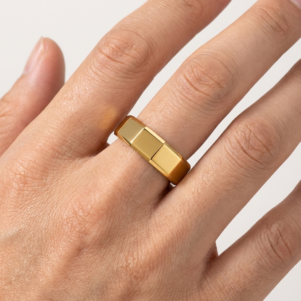 Faceted Tungsten Ring