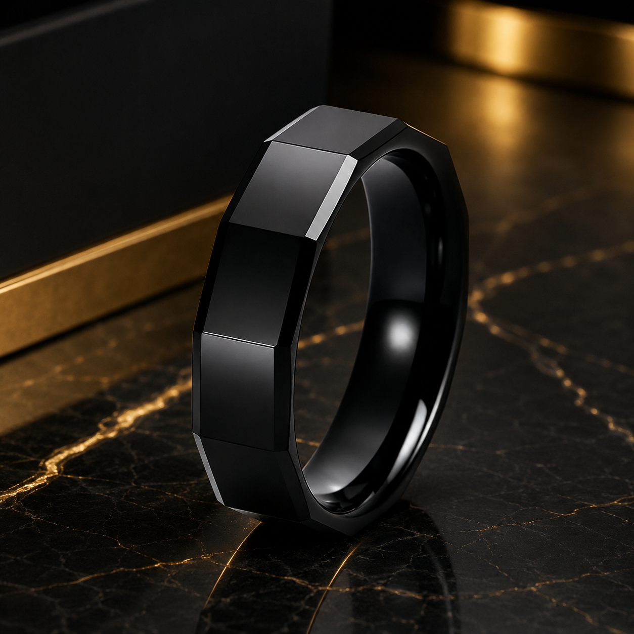 Faceted Tungsten Ring for Men