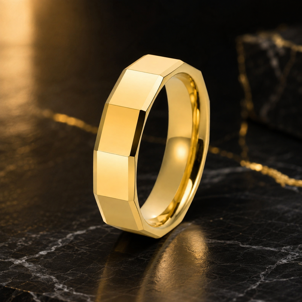 Faceted Tungsten Ring for Men