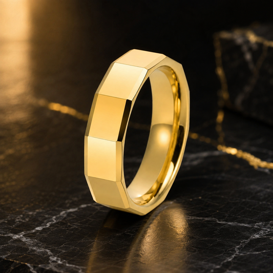 Faceted Tungsten Ring for Men