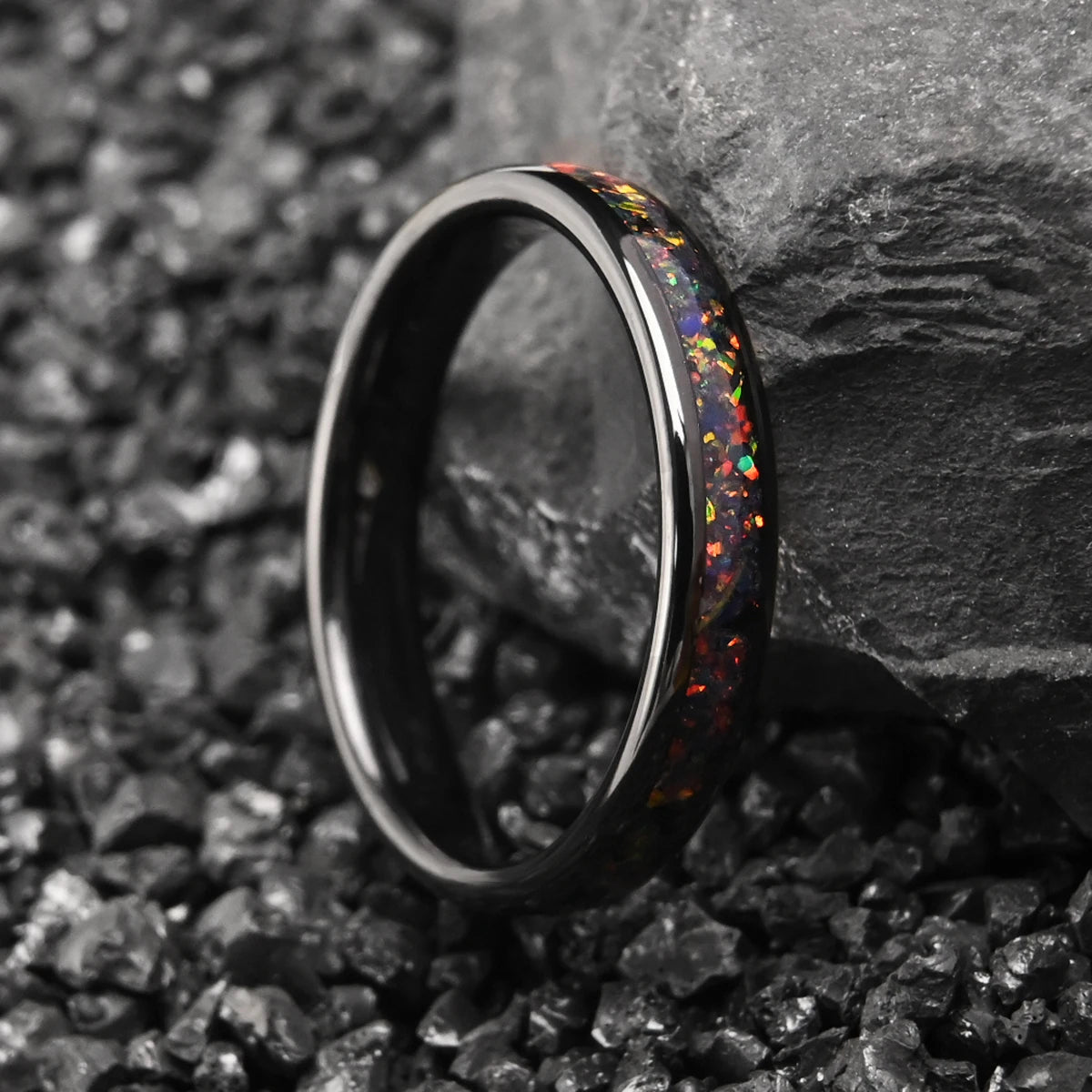 Fire Opal Tungsten Ring