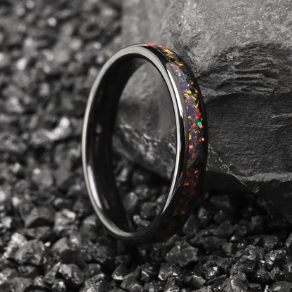 Fire Opal Tungsten Ring