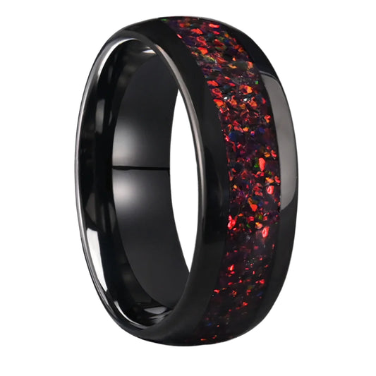 Fire Opal Tungsten Ring