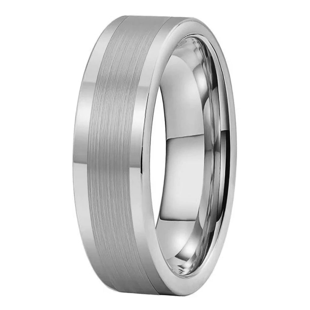 Flat Brushed Tungsten Wedding Band