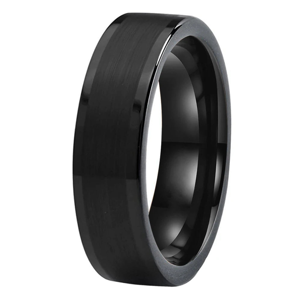 Flat Brushed Tungsten Wedding Band