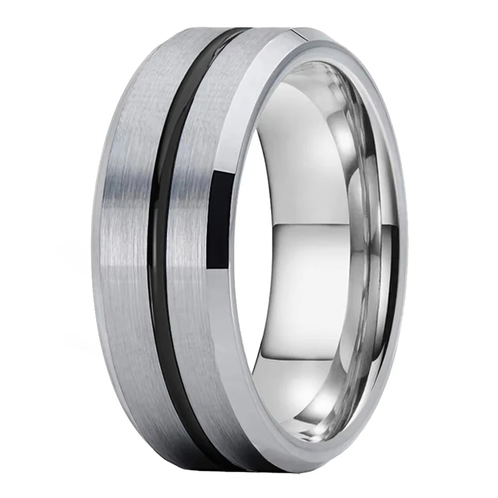 Flat Polished Tungsten Ring with Center Groove