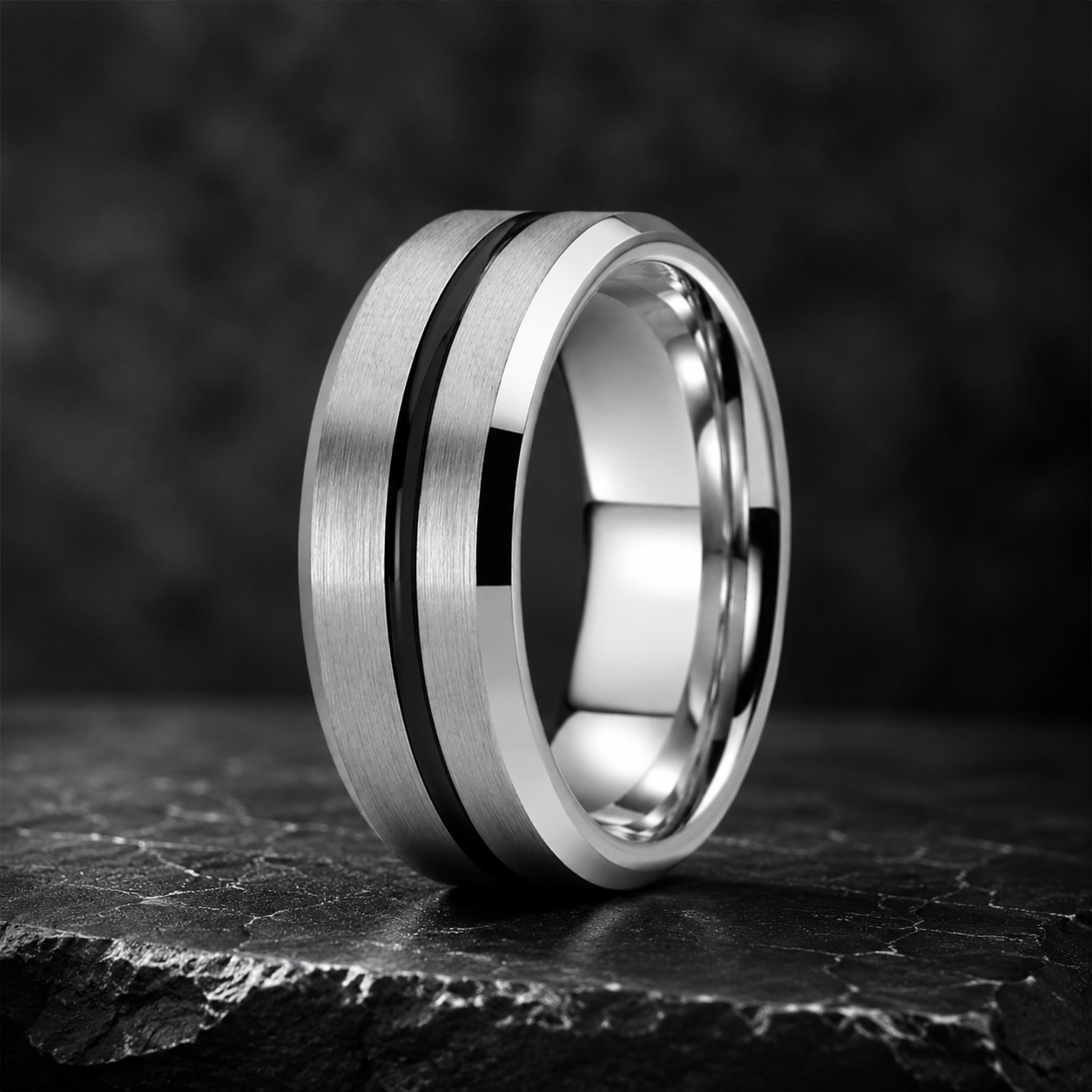 Flat Polished Tungsten Ring with Center Groove