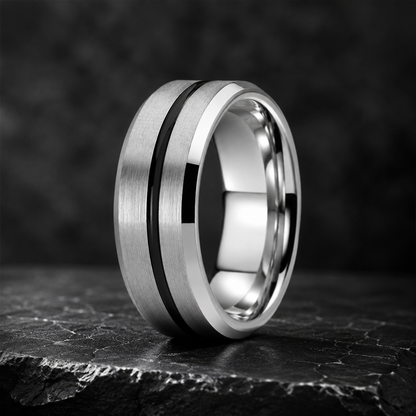 Flat Polished Tungsten Ring with Center Groove