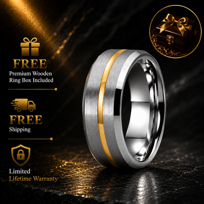 Flat Polished Tungsten Ring with Center Groove