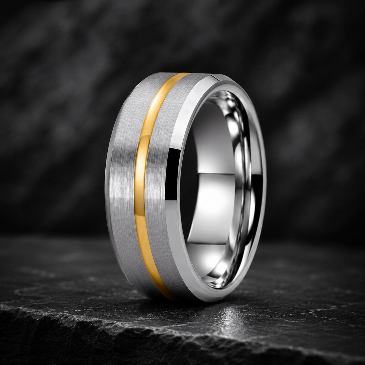 Flat Polished Tungsten Ring with Center Groove