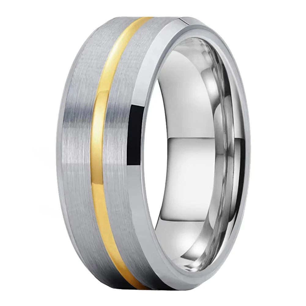 Flat Polished Tungsten Ring with Center Groove