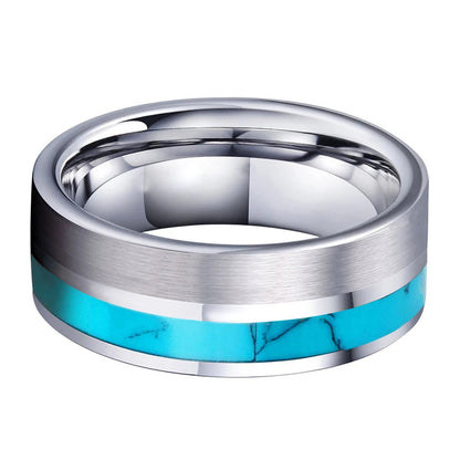 Flat Shell Inlay Tungsten Ring