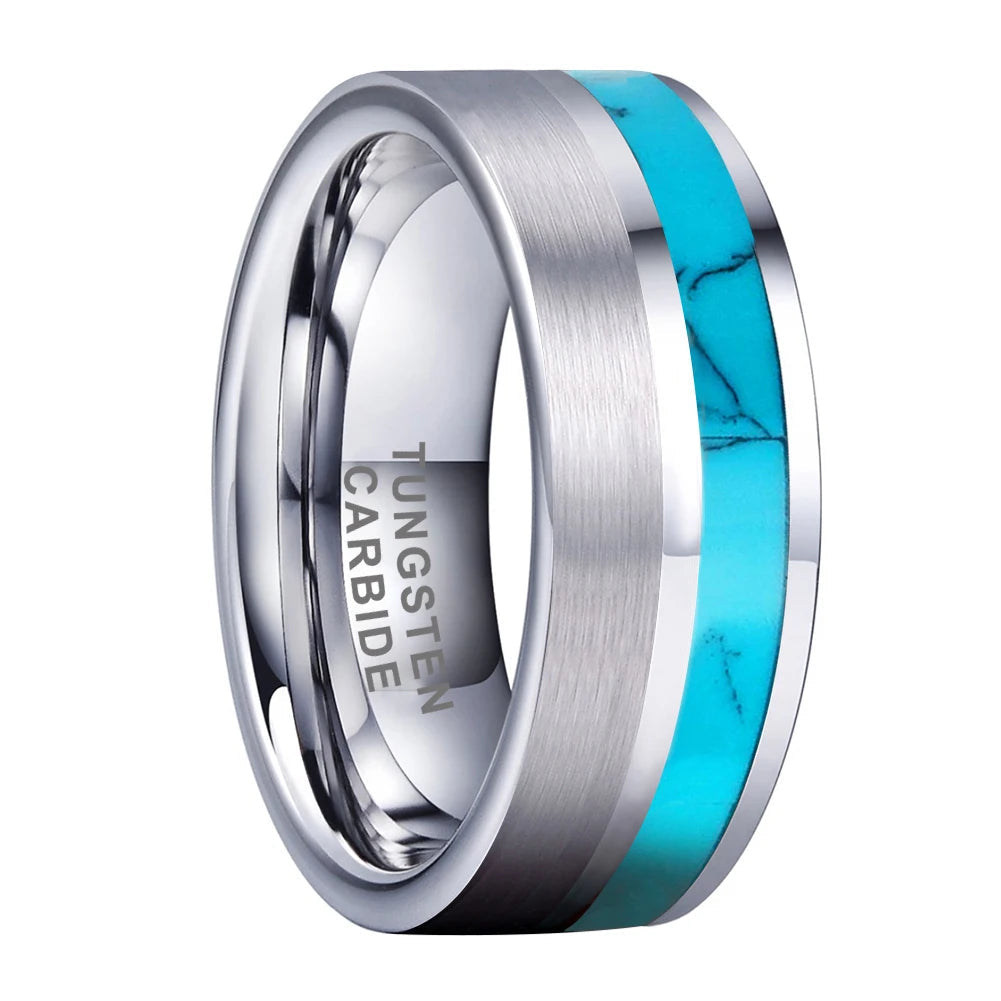 Flat Shell Inlay Tungsten Ring