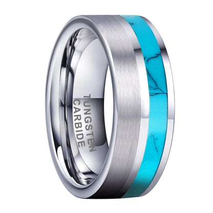 Flat Shell Inlay Tungsten Ring