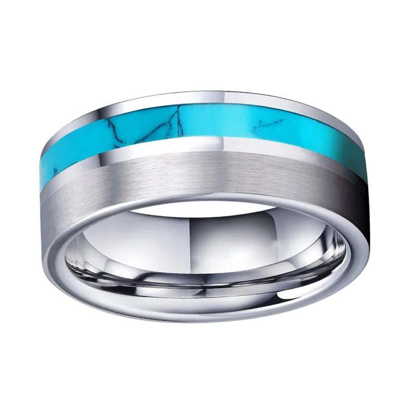 Flat Shell Inlay Tungsten Ring