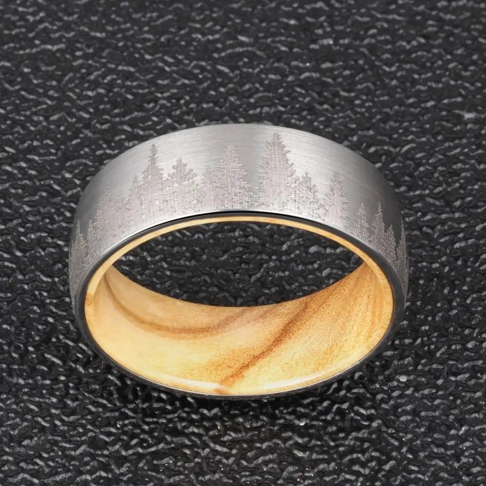 Forest Wood Tungsten Band