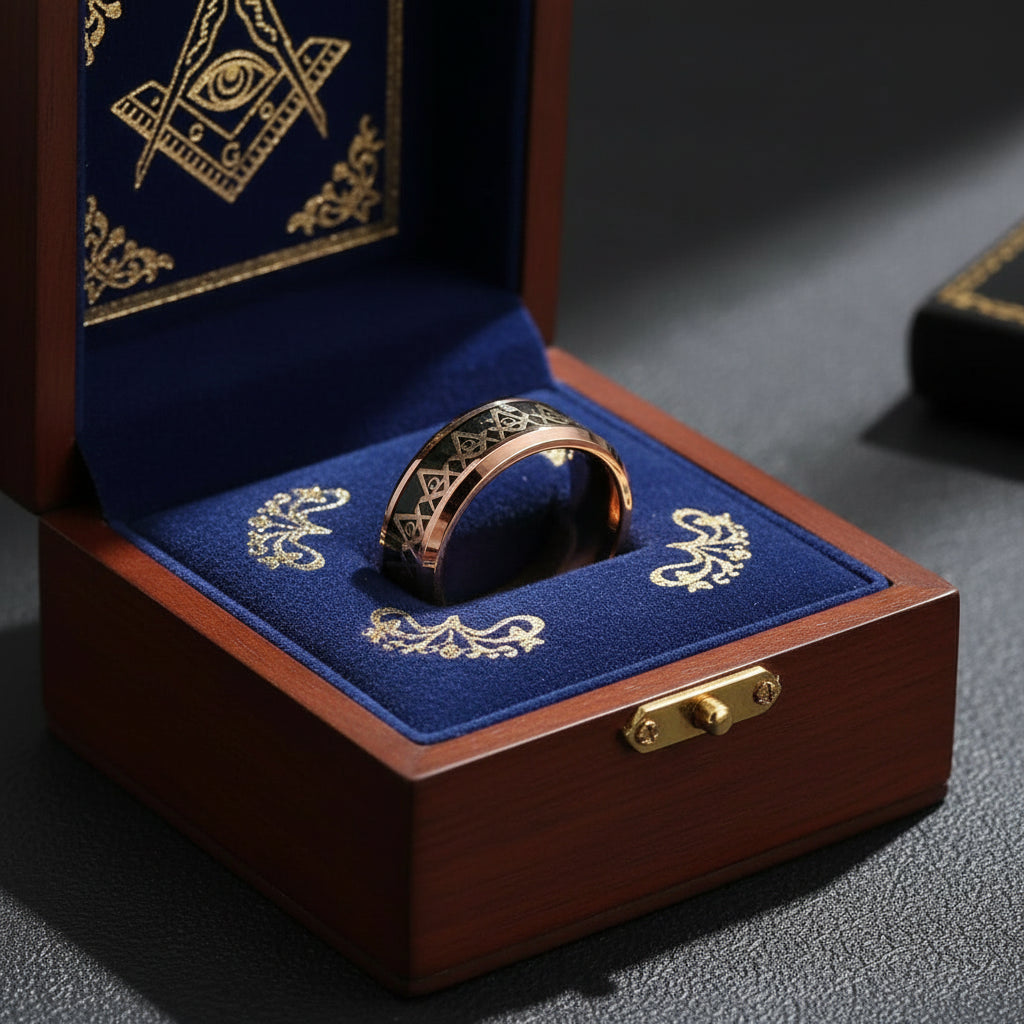 Freemason Inlay Tungsten Ring