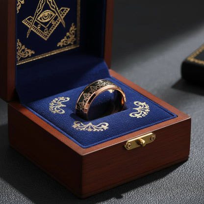 Freemason Inlay Tungsten Ring