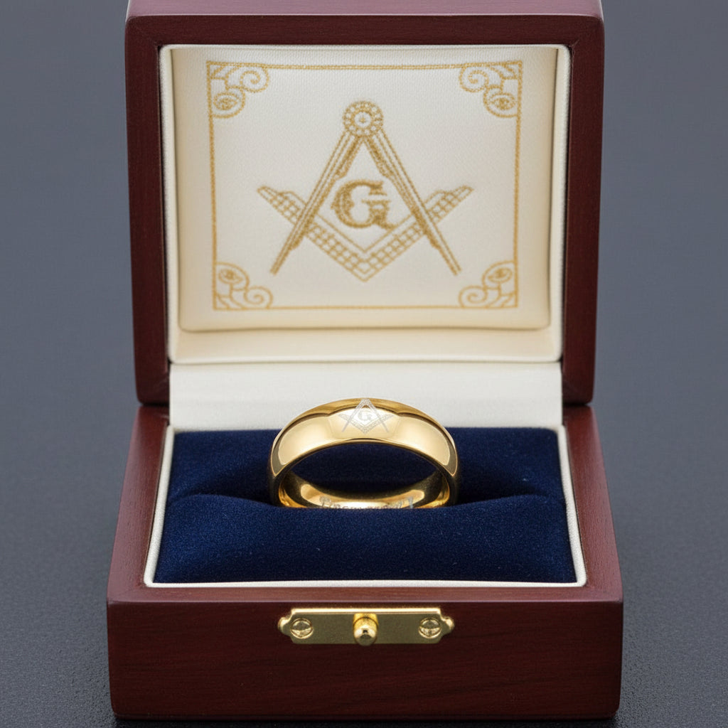 Freemason Logo Tungsten Wedding Band