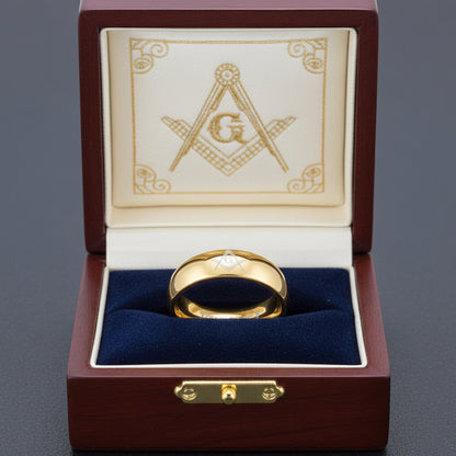 Freemason Logo Tungsten Wedding Band