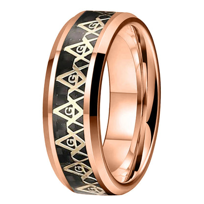 Freemason Inlay Tungsten Ring