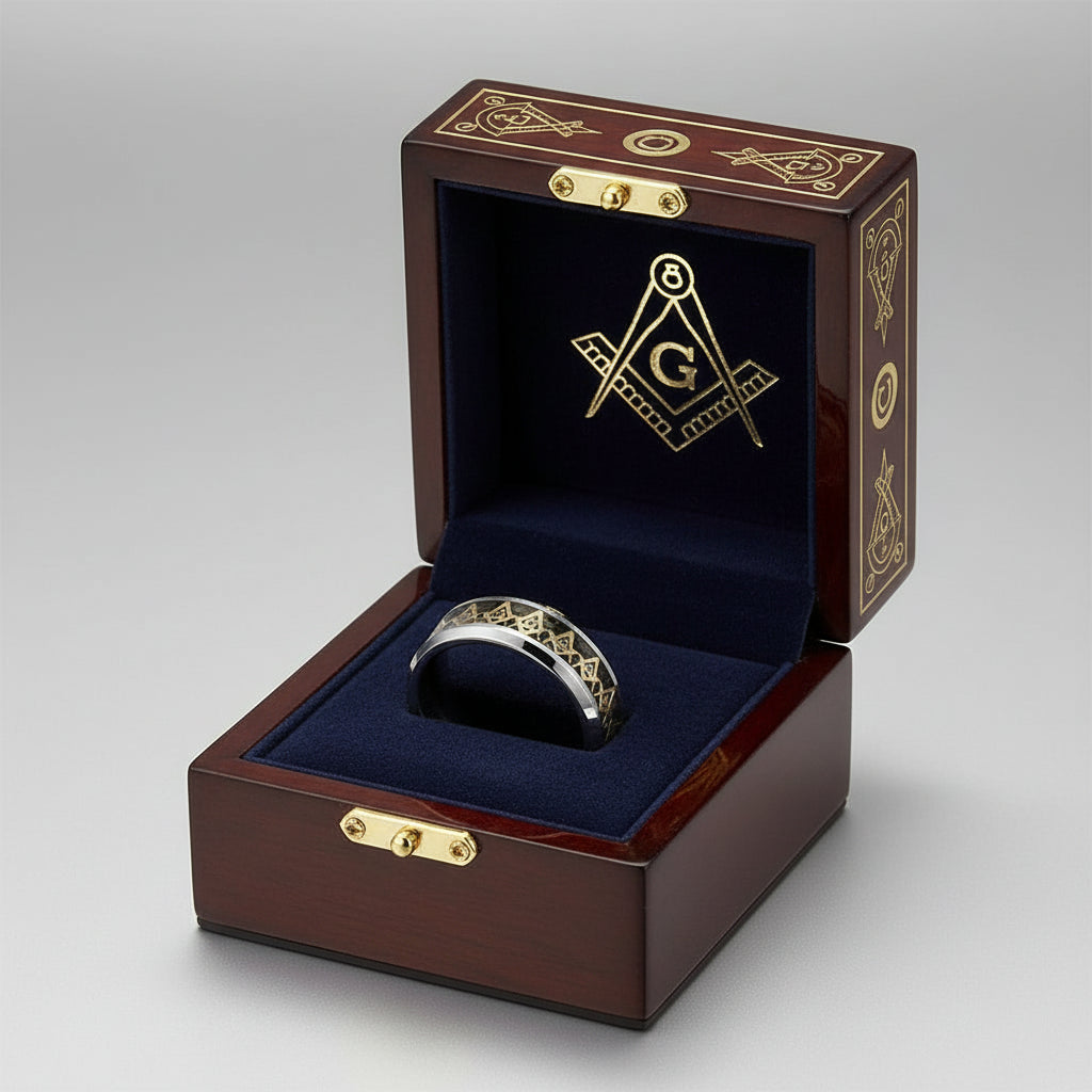 Freemason Inlay Tungsten Ring