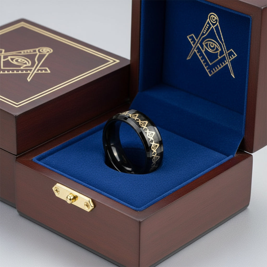 Freemason Inlay Tungsten Ring