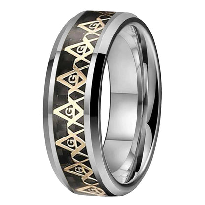 Freemason Inlay Tungsten Ring
