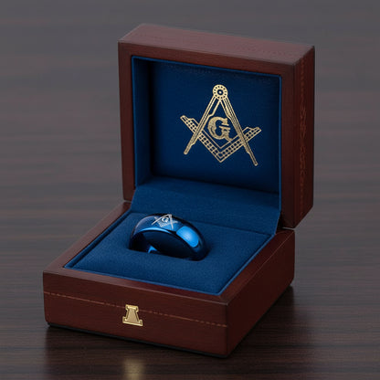 Freemason Logo Tungsten Wedding Band